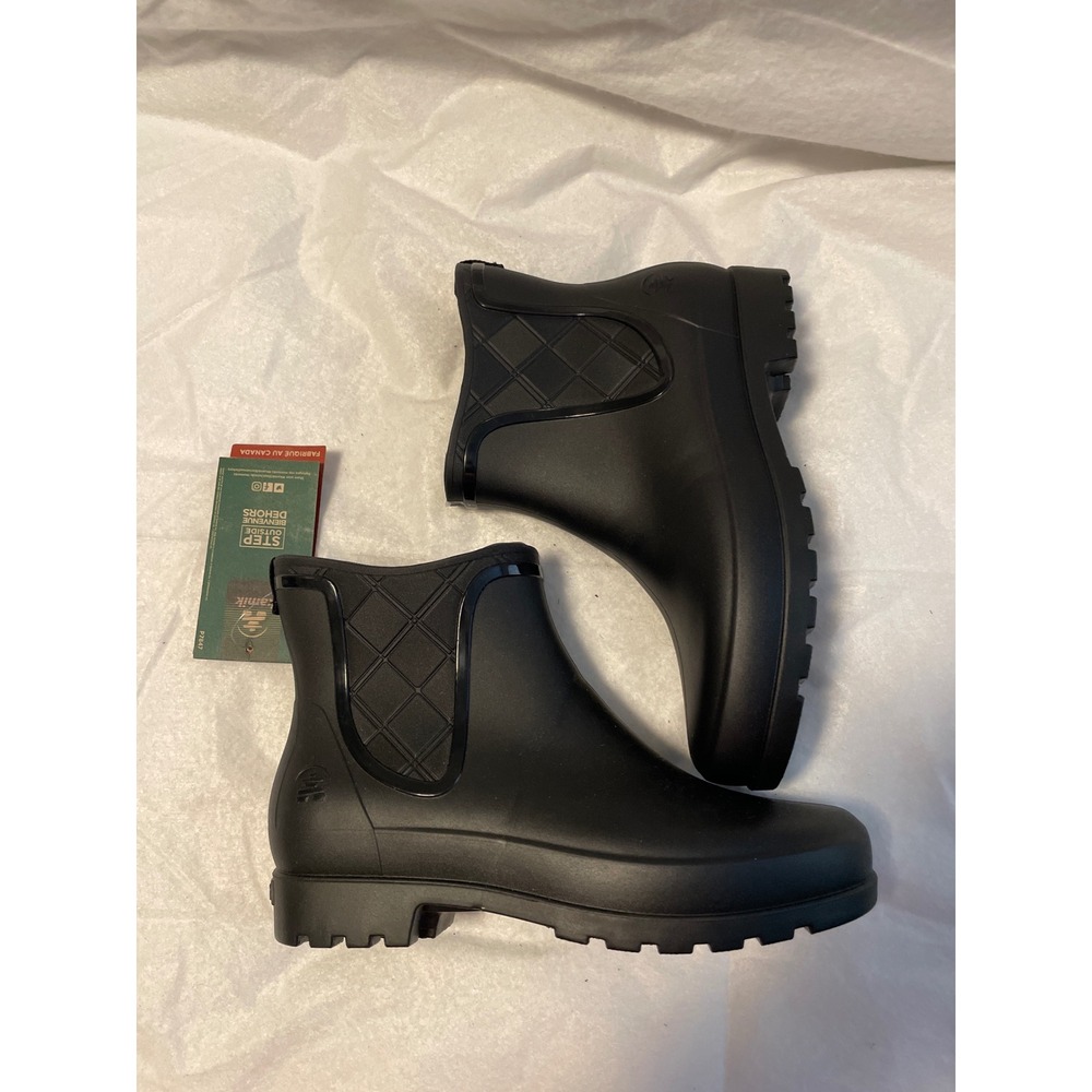 Kamik Heidi Women Black Waterproof Chelsea Rain Boots Size 7 Made in Canada‎ NEW